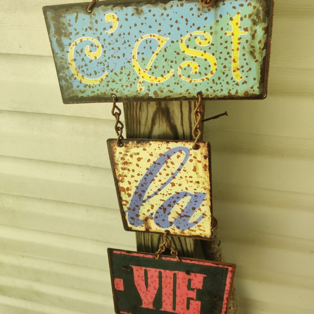 c'est la vie metal sign wall decor